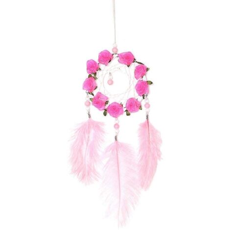 Décoration attrape-rêves en plumes et fleurs pour voiture, avec perles rondes (1/5)
