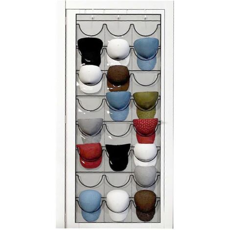 Sac de rangement suspendu pour casquettes de baseball, cintre incurvé, 24 poches transparentes (1/5)
