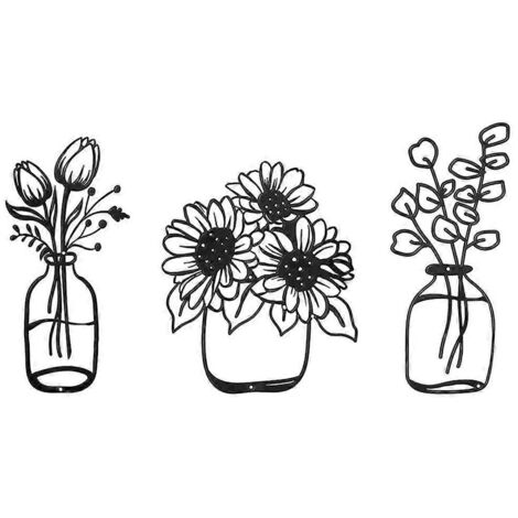 1 Ensemble de vase à fleurs en métal, panneau décoratif à suspendre (1/5)