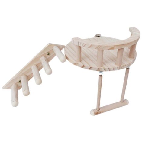 Plateforme d'escalade pour hamster, aire de jeux en bois naturel avec échelle et balançoire. Jouets (1/5)