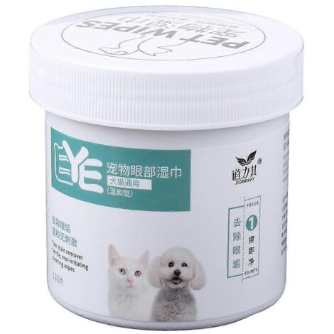 130 lingettes oculaires douces et délicates pour chiens et chats, pour éliminer la saleté, les croûtes et les résidus. (1/5)