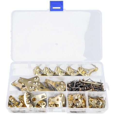Kit de suspension robuste de 130 pièces comprenant crochets, clous et supports pour cadres photo. (1/5)