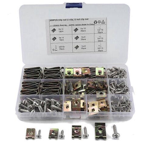 Assortiment de clips à spirale, écrous en U, fixations rapides, vis autotaraudeuses à bride (1/5)