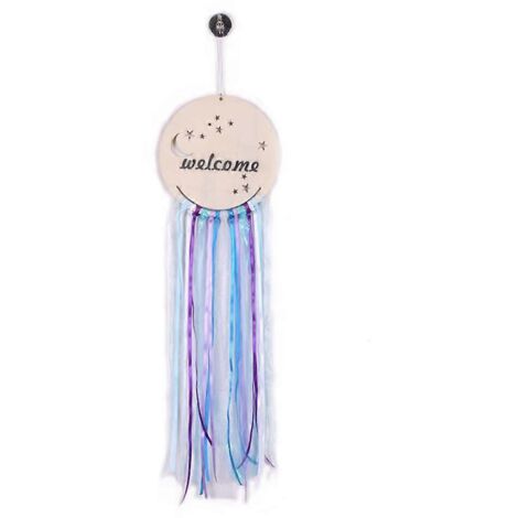 Suspension murale nordique ronde en bois avec ruban coloré, décoration pour salon ou chambre d'enfant. (1/5)