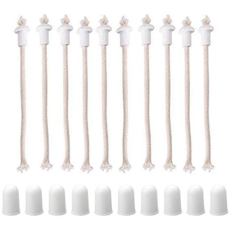 Lot de 10 mèches de rechange pour lampes à huile avec supports en céramique et couvercles. (1/5)