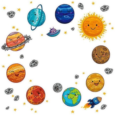 Sticker mural Cosmoc exquis, autocollant mural avion étoilé pour la décoration murale de la maison (1/5)