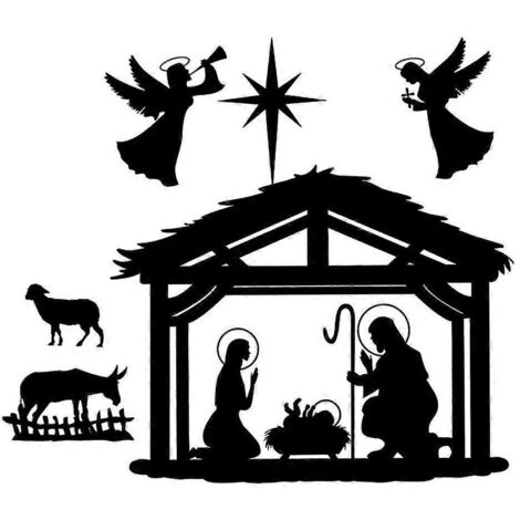 Crèche de Noël en métal, décoration murale, breloque, artisanat, modèle (1/5)
