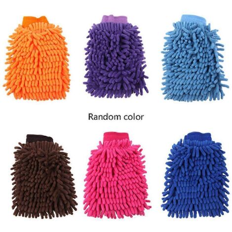 Outil de nettoyage double face pour voiture, chiffon réutilisable, gant de lavage doux en chenille (1/5)