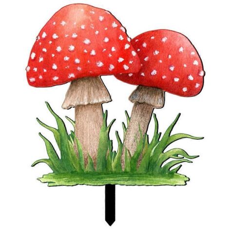 Figurine de champignon de jardin - Tuteur décoratif pour plantes - Accessoires - Ornements de pelouse (1/5)
