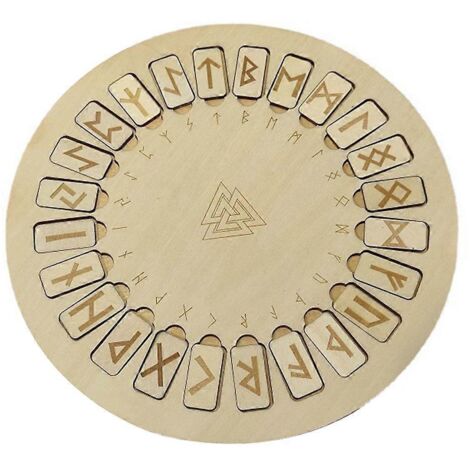 Planche de divination en bois gravée de runes, symboles wiccans, autel, tuile ronde (1/5)