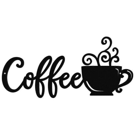 Décoration murale en métal avec panneau « Bar à café » et tasse à café, idéale pour un coin café, un cellier, une cuisine, un salon ou une salle à manger. (1/5)