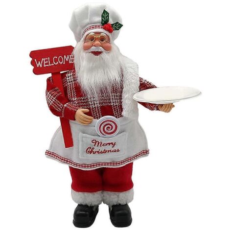 Figurines de Père Noël Chef (30 cm) - Décorations de Noël - Ornements de bureau - Figurines de Père Noël pour poupées - Décoration de table - Statues de collection (1/5)