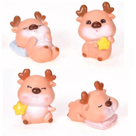 Ravissante sculpture miniature en émail représentant une étoile, la lune et un cerf, un bijou en résine, un mini ornement de table. Idéale comme cadeau pour un gâteau en forme d'animal étoilé. (1/5)