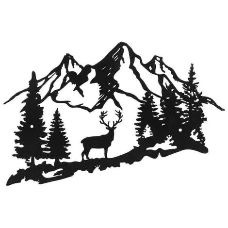 Décoration murale en métal représentant un cerf, style montagne et forêt, pour une maison rustique (1/5)