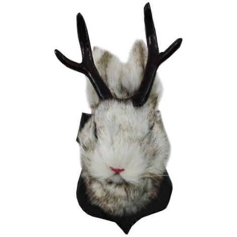 Décoration murale tête de lapin et bois pour salon, chambre, maison, Noël (1/5)