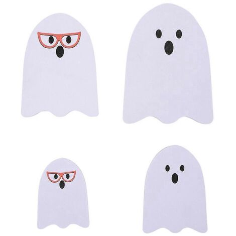 Décoration de table en bois représentant un fantôme blanc pour Halloween, idéale pour une fête ou une décoration intérieure. (1/5)