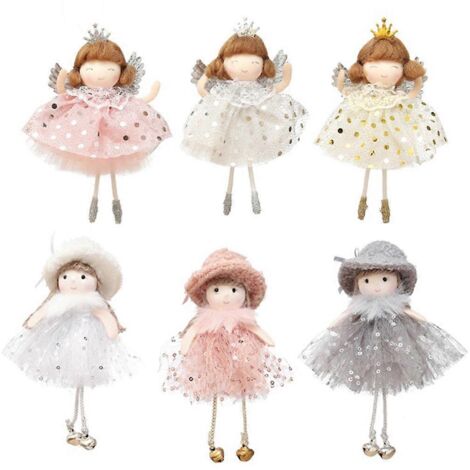 Lot de 6 décorations de Noël : anges à suspendre au sapin, pour poupées et autres objets décoratifs. Idéal pour les fêtes. Cadeau parfait pour les fêtes. (1/5)