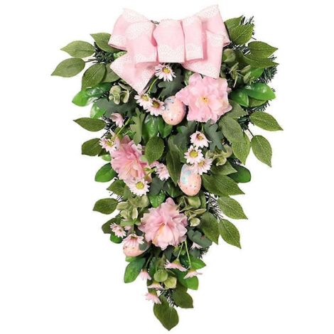 Décorations de couronne de Pâques avec œuf de Pâques pour la décoration de porte d'entrée au printemps (1/5)