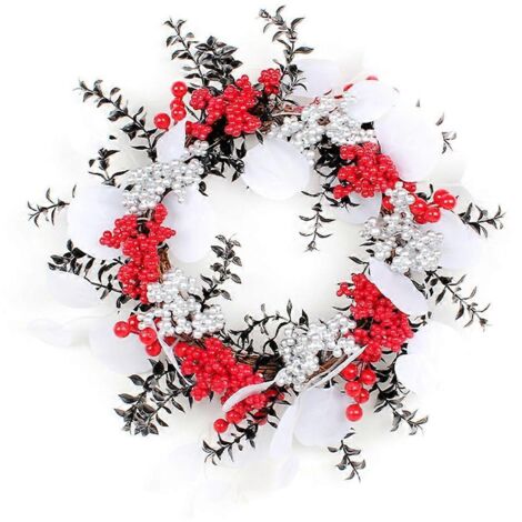 Couronne de Noël à suspendre à la porte d'entrée ou à la fenêtre pour les fêtes de fin d'année (1/5)
