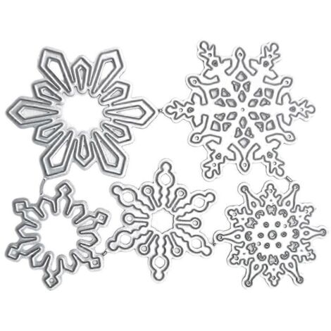 Ensemble de 5 matrices de découpe flocons de neige, motifs variés, matrice de gaufrage flocons de neige (1/5)
