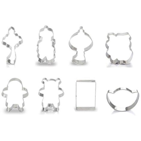 Ensemble de 8 emporte-pièces en acier inoxydable pour biscuits, onigiri et fruits (1/5)
