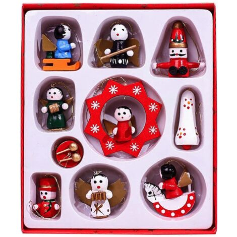 Pendentif de Noël en bois, boîte, voiture colorée, bonhomme de neige, décoration à suspendre, artisanat pour sapin de Noël, décoration de porte d'entrée, jouet de Noël pour enfants, cadeau (1/5)
