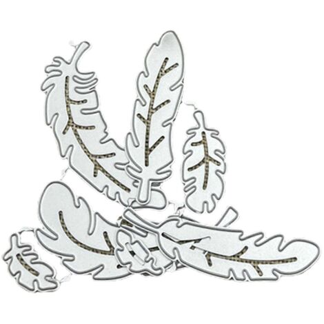 Matrices de découpe en métal Plumes pour scrapbooking, pochoirs, découpes pour cartes et album de gaufrage (1/5)