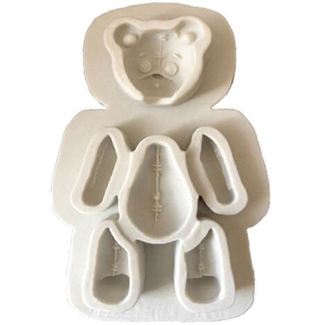Moule à fondant en silicone alimentaire en forme d'ourson mignon à coudre soi-même, fait main, pour chocolat. (1/5)