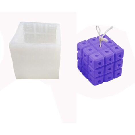 Moule à savon en silicone pour loisirs créatifs, fabrication artisanale de savons, forme de dé carré 3D, cadeau (1/5)