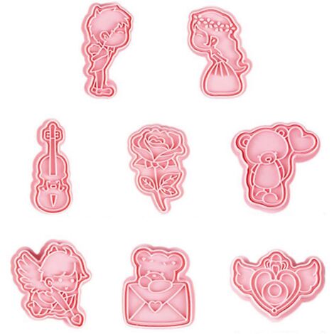 Ensemble d'emporte-pièces 3D à motifs de dessins animés, moule à biscuits pour la Saint-Valentin, décoration de fondant à faire soi-même pour anniversaires et mariages. (1/5)