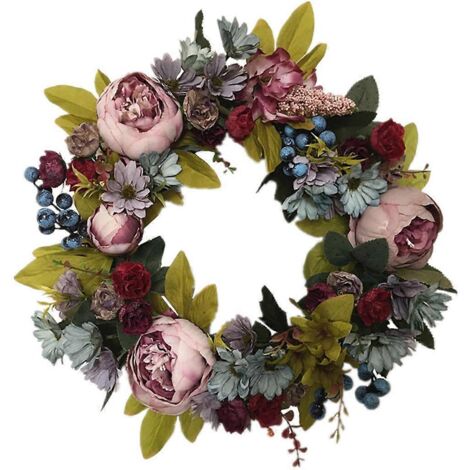 Couronne de fleurs artificielles suspendue, décoration de Noël pour centre commercial (1/5)