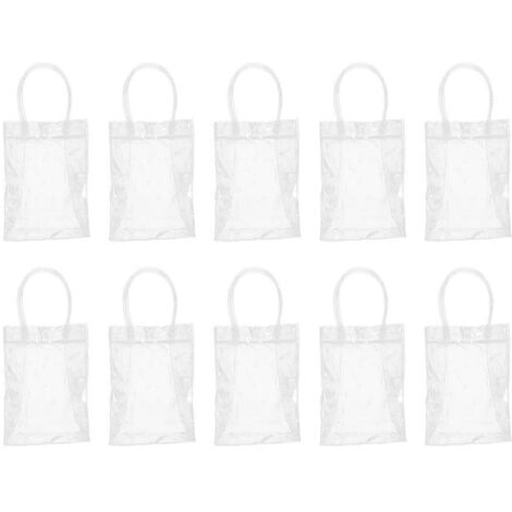 Lot de 10 sacs fourre-tout transparents en PVC avec poignées, accessoires de sac à main pour cadeaux portables (1/5)