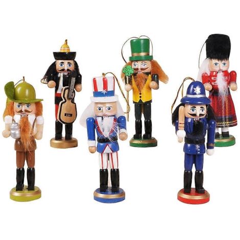 Casse-noisettes en bois, figurines de soldats, 6 pièces, décoration de Noël pour table ou bureau. (1/5)