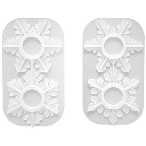 Lot de 2 moules en silicone pour bougeoirs, pour la création de supports de bougies flocons de neige en résine. (1/5)