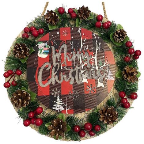 Décoration de Noël : couronne lumineuse LED en bois à suspendre pour les fêtes de fin d'année (1/5)