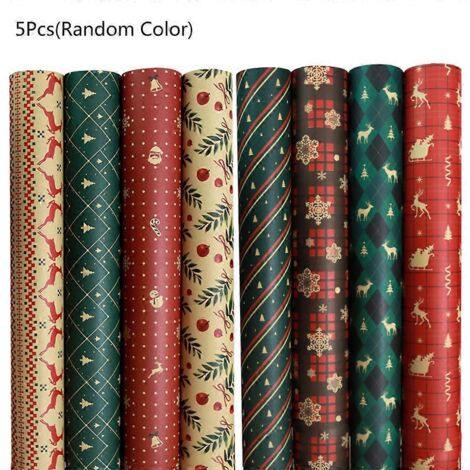 Papier cadeau de Noël en papier kraft à motif de flocons de neige et d'élans (1/5)