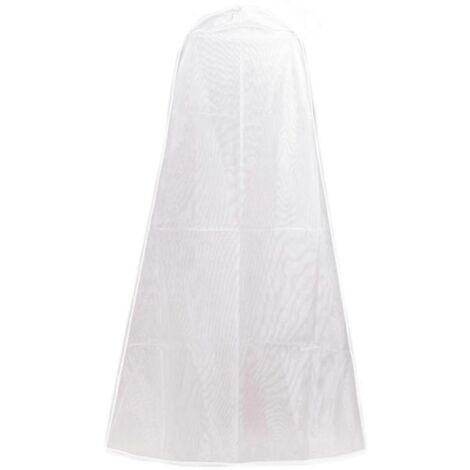 Robe de mariée semi-transparente en organdi, coupe trapèze, housse anti-poussière, taille S (160 cm). (1/5)
