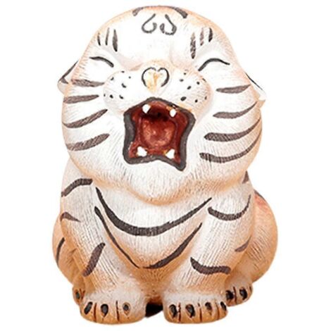 Figurine de tigre mignon en argile violette, sculpture artisanale faite main. (1/5)