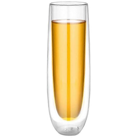 Flûtes à champagne en verre de 150 ml à double paroi, faciles à utiliser et à nettoyer, résistantes, idéales comme cadeau. (1/5)