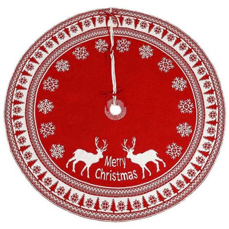 Jupe de sapin de Noël décorative de 119 cm (47 pouces) avec flocons de neige et motif de cerf, style rustique, pour l'intérieur et l'extérieur, idéale pour l'hiver et le Nouvel An. (1/5)