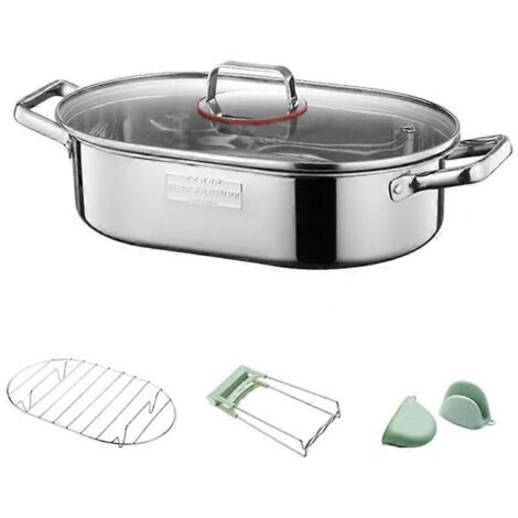Cuiseur vapeur ovale pour poisson, pâtes et bouillon, idéal pour cuire à la vapeur le poisson et faire bouillir les soupes. (1/5)