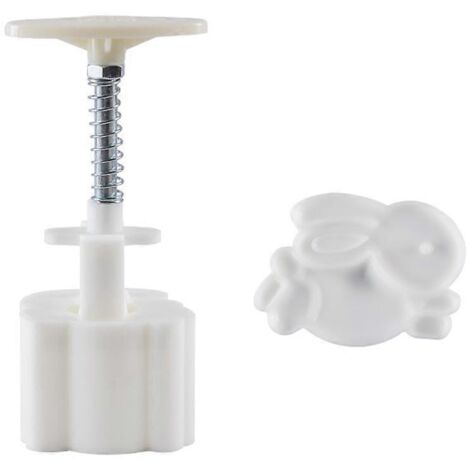 Moule à gâteau de lune en forme de tonneau de 50 g avec tampon lapin 3D et presse manuelle (1/5)