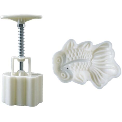 Moules à gâteaux de lune en plastique (65 g) - Tampons à faire soi-même en forme de poisson rouge mignon (1/5)