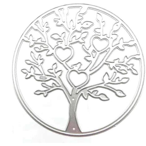 Matrices de découpe en métal en forme d'arbre rond, pochoir, gabarit pour scrapbooking, album photo, carte en papier, moule, décoration en relief (1/5)