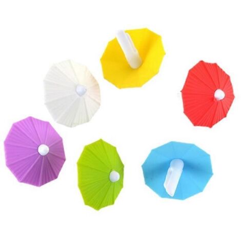 Lot de 6 marque-verres à vin en forme de parapluie, accessoires de bar, breloques pour verres à vin (1/5)