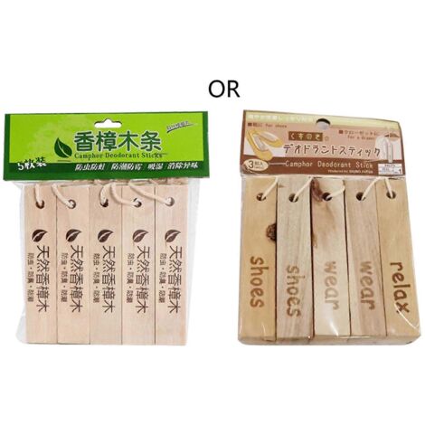 Lot de 5 blocs de camphre en bois naturel, anti-humidité, anti-mites et insectes, en tissu pour la maison (1/5)