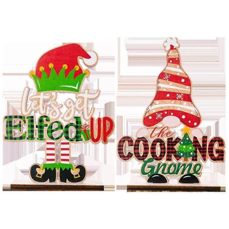 Lot de 2 décorations de Noël pour étagère, motif gnome adorable (1/5)