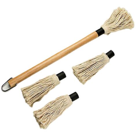 Brosse à badigeonner pour barbecue de 46 cm, brosse professionnelle avec manche en caoutchouc et bois. (1/5)