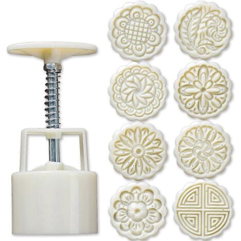 Lot de 8 emporte-pièces à main pour décorer gâteaux de lune, moule cylindrique, 75 g, outil de pâtisserie DIY pour la Fête de la Mi-Automne (1/5)