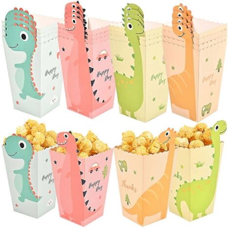 12 sachets en papier pour popcorn dinosaure, parfaits pour un anniversaire ou Noël d'enfant. (1/5)